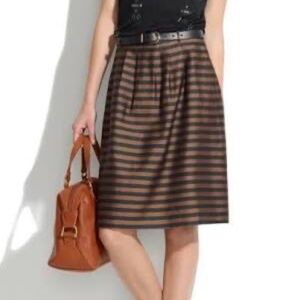 Madewell Linen Blend Black and Brown Stripe Skirt
